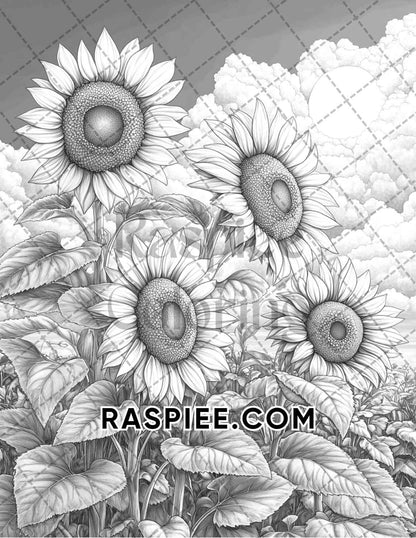 Seasonal Flowers Adult Coloring Pages Printable PDF Instant Download