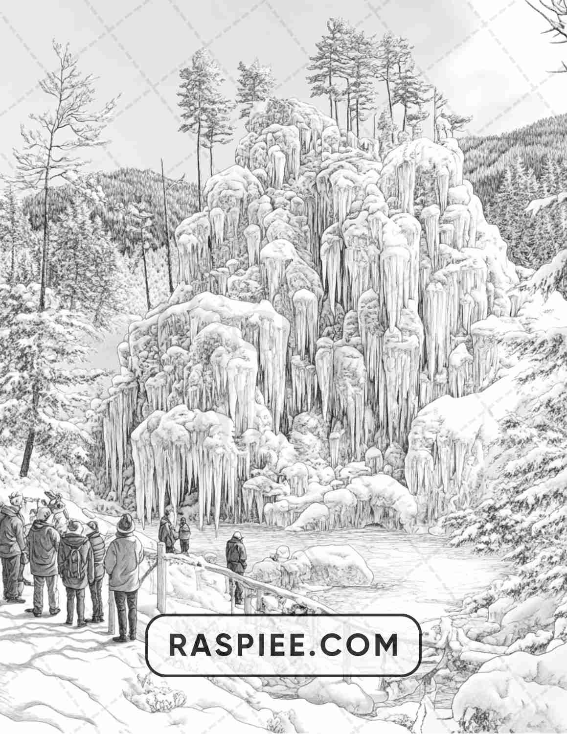 82 Winter Landscapes Adult Coloring Pages - RASPIEE