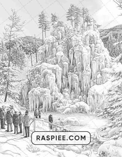 82 Winter Landscapes Adult Coloring Pages - RASPIEE