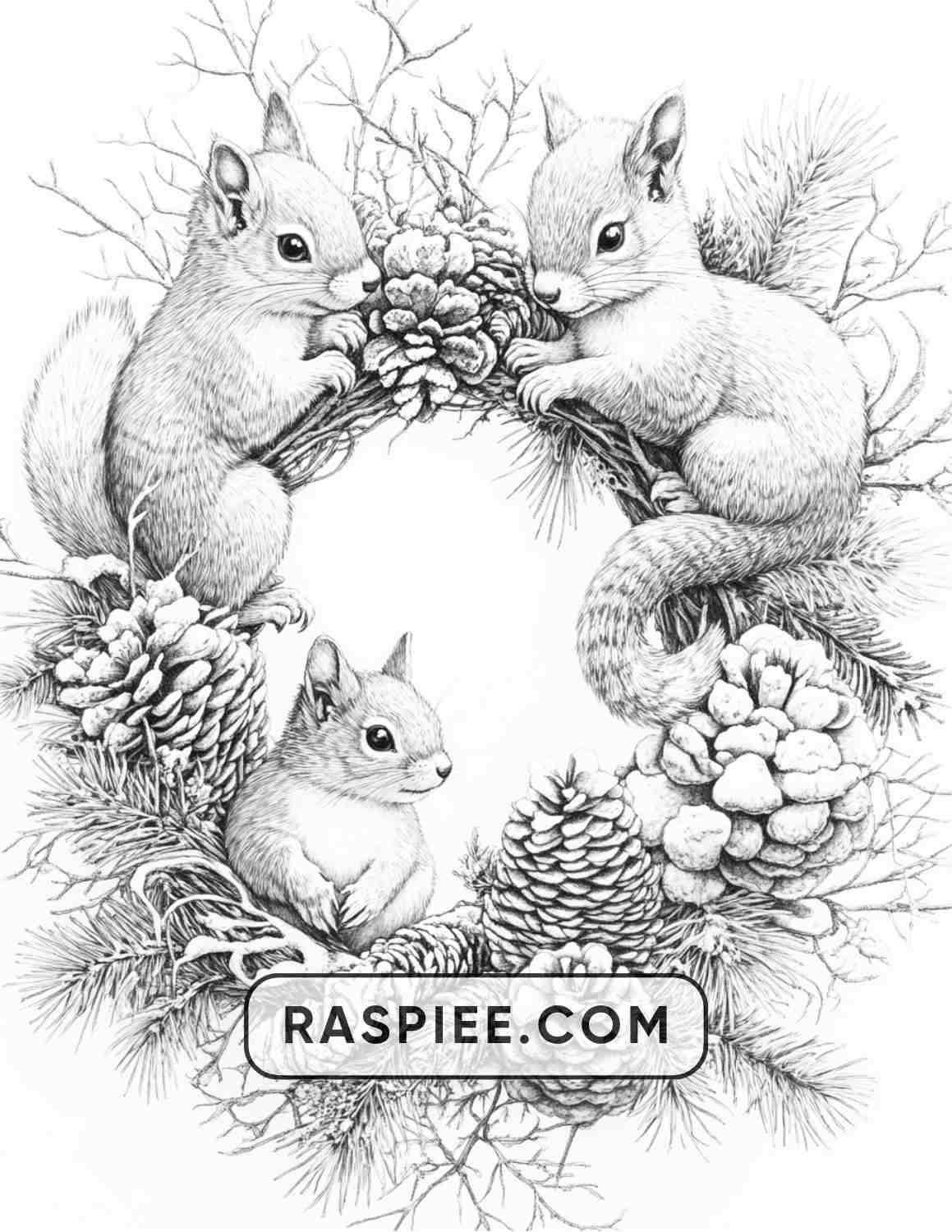 72 Christmas Wreaths Adult Coloring Pages - RASPIEE