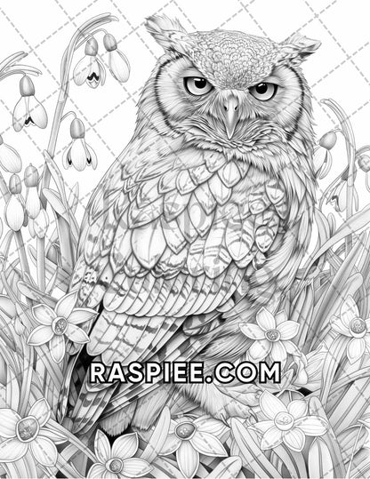 75 Animals in Flowers Grayscale Adult Coloring Pages Printable PDF Instant Download - RASPIEE