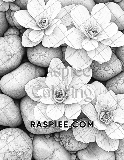 Succulent Blossoms Adult Coloring Pages Printable PDF Instant Download