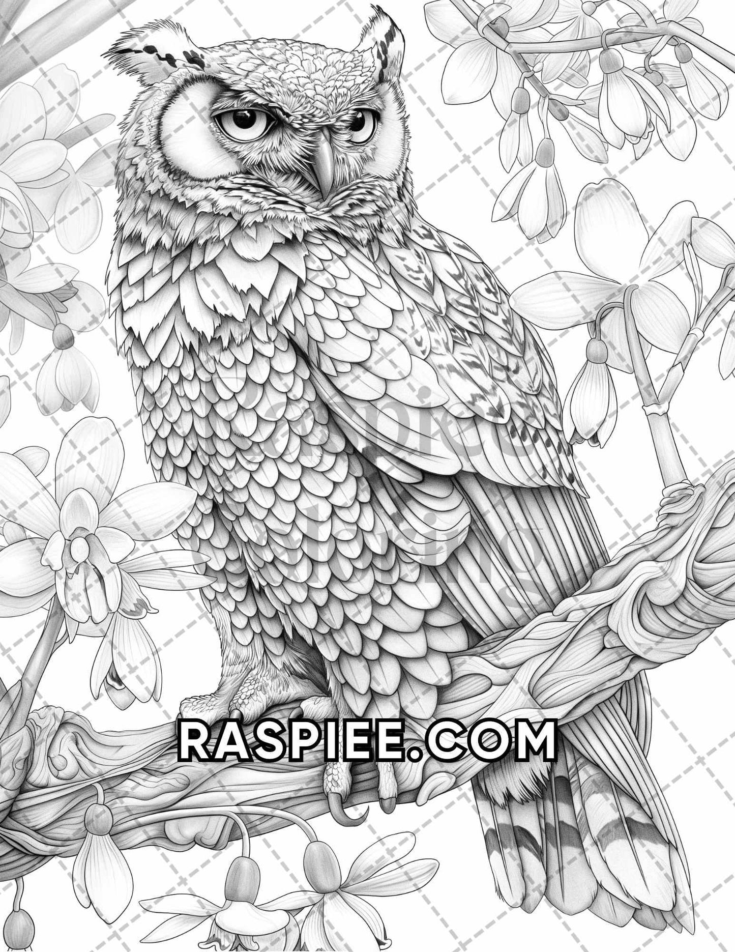 75 Animals in Flowers Grayscale Adult Coloring Pages Printable PDF Instant Download - RASPIEE