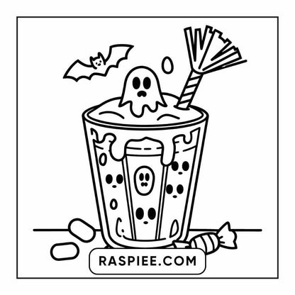 100 Bold Easy Spooky Food & Drinks Coloring Pages Printable PDF Instant Download - RASPIEE