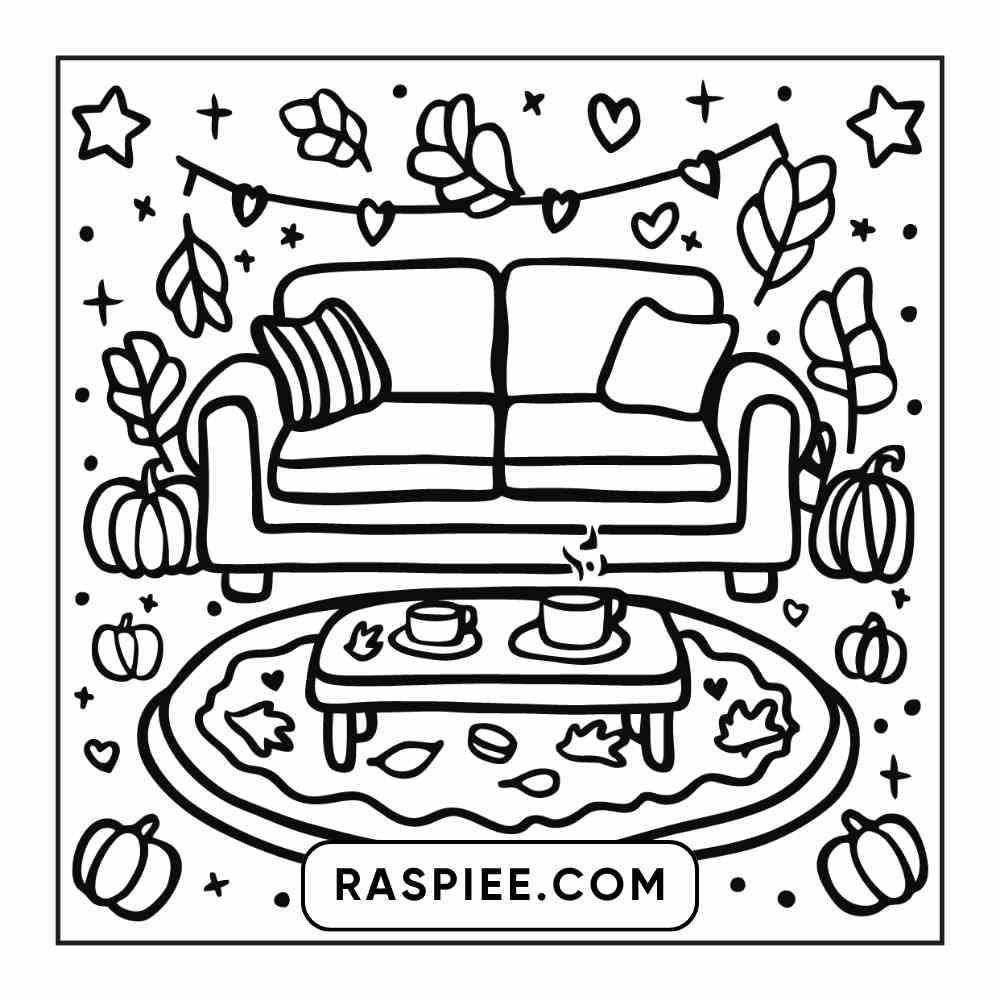 114 Cozy Autumn Bold & Easy Coloring Pages PDF Printable Instant Download - RASPIEE