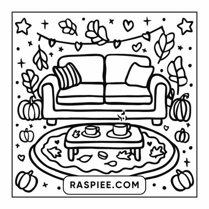 114 Cozy Autumn Bold & Easy Coloring Pages PDF Printable Instant Download - RASPIEE