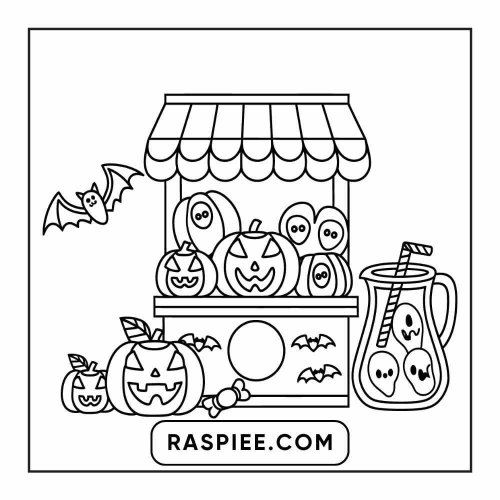 100 Bold Easy Spooky Food & Drinks Coloring Pages Printable PDF Instant Download - RASPIEE