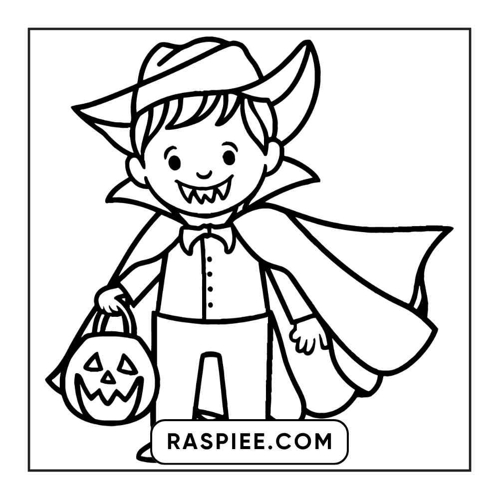 100 Bold and Easy Cute Halloween Coloring Pages Printable PDF Instant Download - RASPIEE