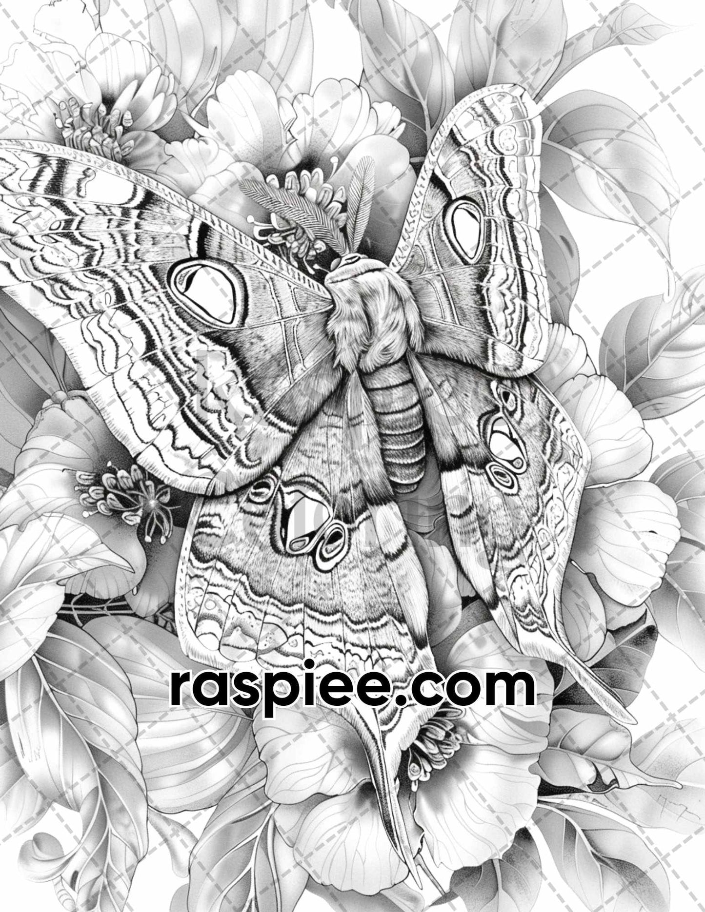 adult coloring pages, adult coloring sheets, adult coloring book pdf, adult coloring book printable, grayscale coloring pages, grayscale coloring books, insect coloring pages for adults, insect coloring book, grayscale illustration, Butterflies and Moths Grayscale Adult Coloring Pages 