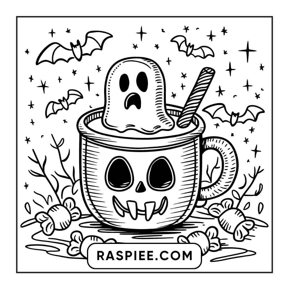 100 Bold and Easy Cute Halloween Coloring Pages Printable PDF Instant Download - RASPIEE