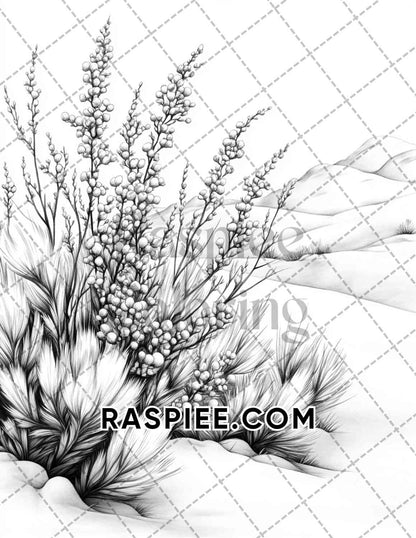 Seasonal Flowers Adult Coloring Pages Printable PDF Instant Download