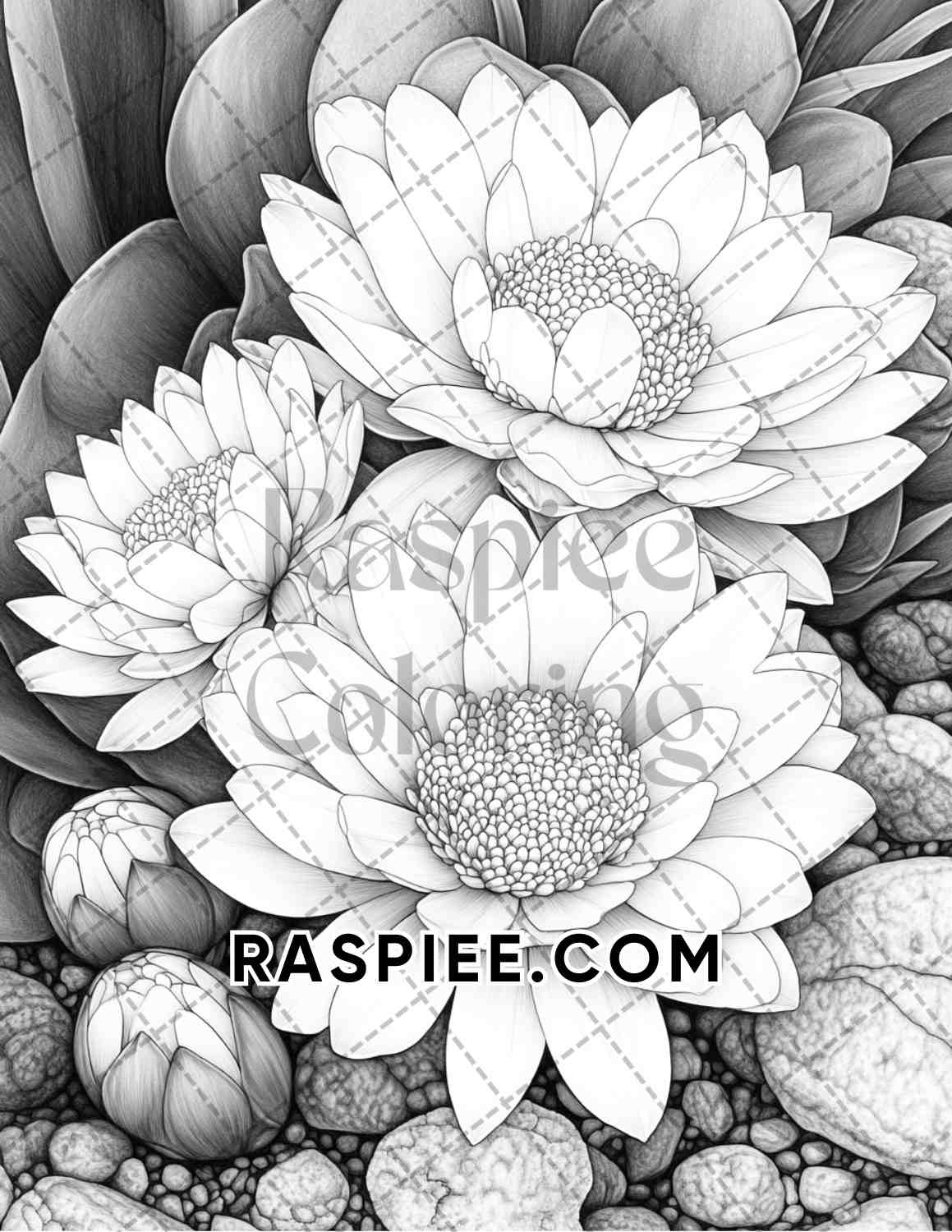 Succulent Blossoms Adult Coloring Pages Printable PDF Instant Download