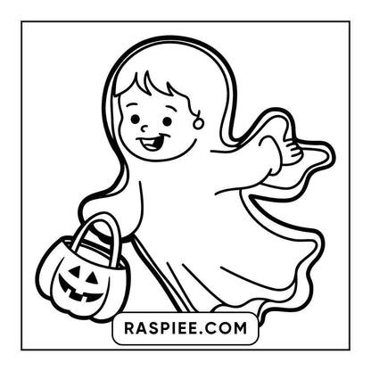 100 Bold and Easy Cute Halloween Coloring Pages Printable PDF Instant Download - RASPIEE