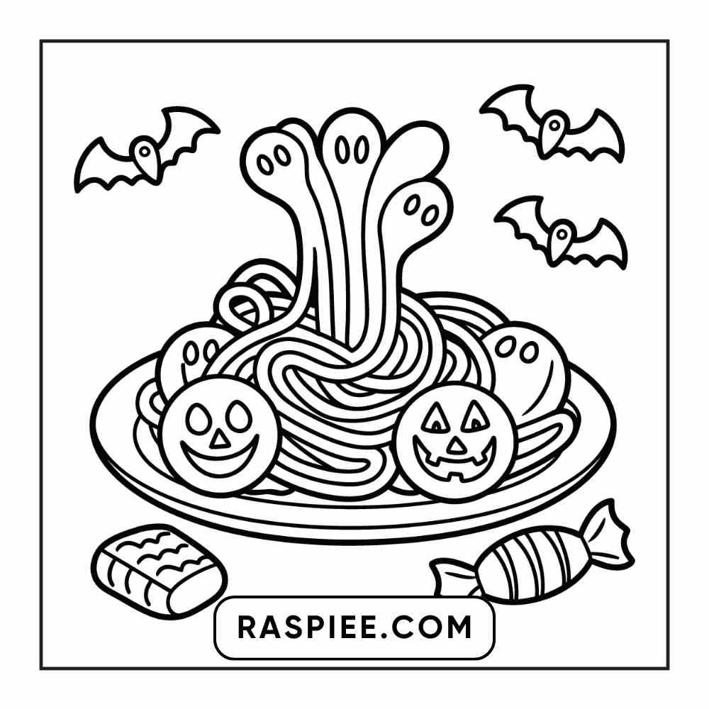 100 Bold Easy Spooky Food & Drinks Coloring Pages Printable PDF Instant Download - RASPIEE