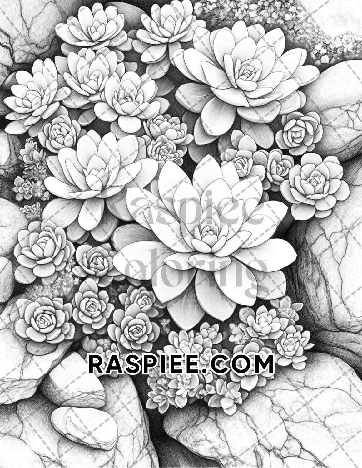 Succulent Blossoms Adult Coloring Pages Printable PDF Instant Download