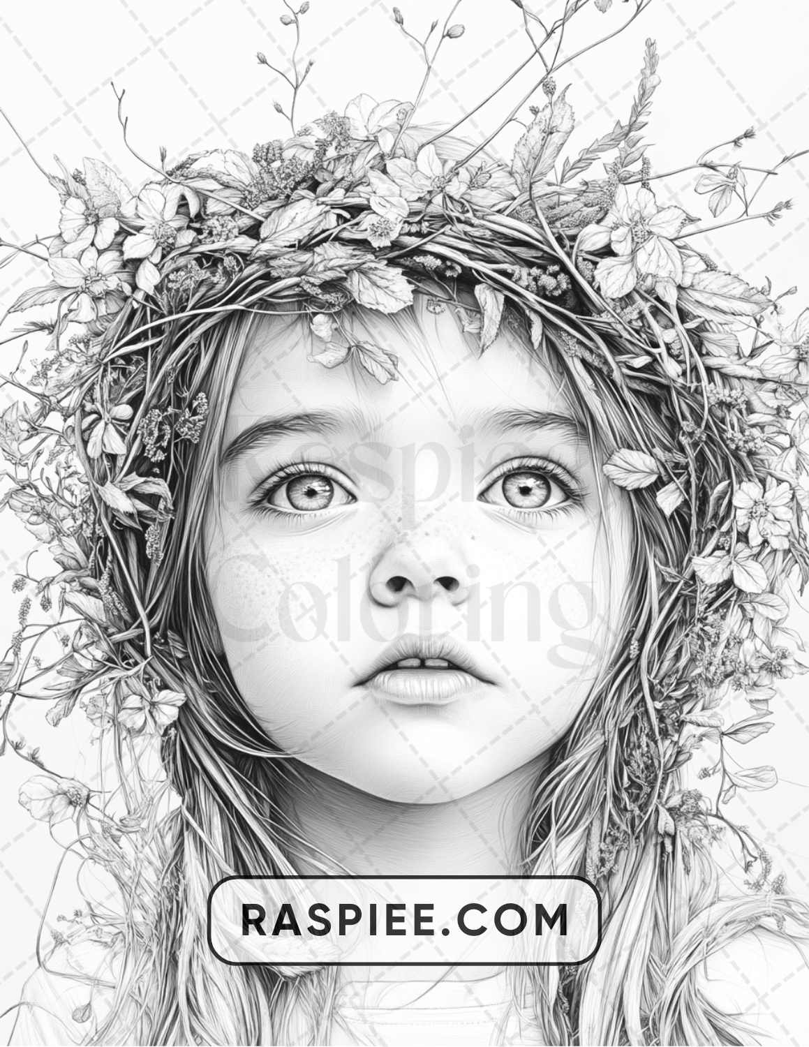 88 Bohemian Little Girls Portrait Adult Coloring Pages