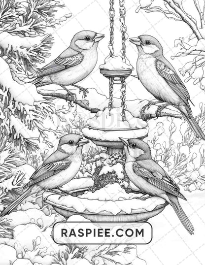 80 Winter Birds Adult Coloring Pages