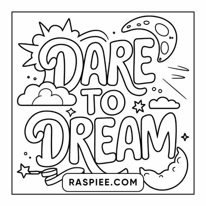 78 Bold and Easy Inspirational Words Coloring Pages Printable PDF Instant Download - RASPIEE