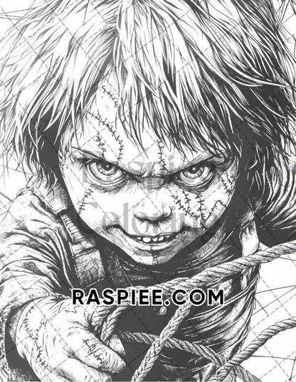 Legends of Horror Halloween Adult Coloring Pages Printable PDF Instant Download