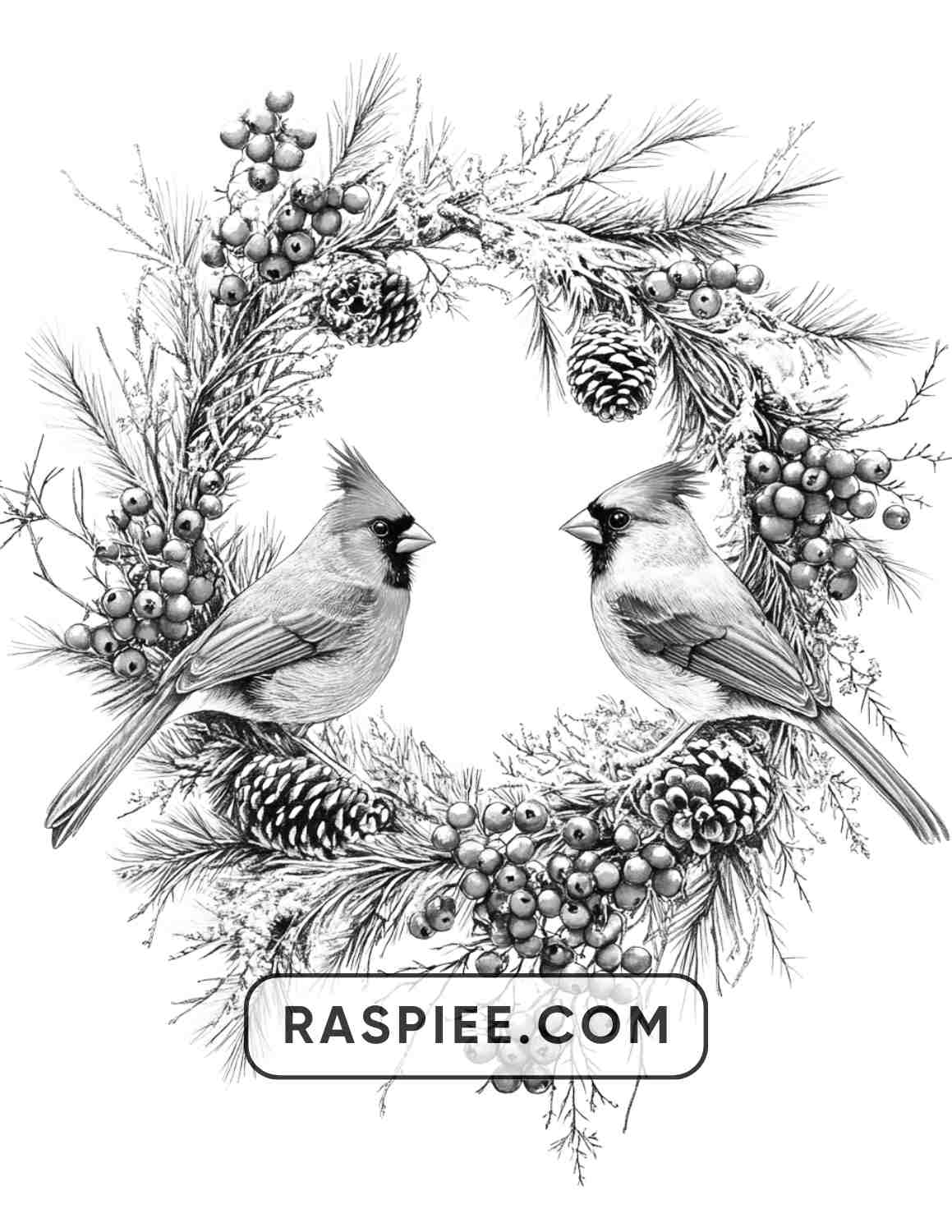 72 Christmas Wreaths Adult Coloring Pages - RASPIEE