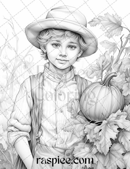 Victorian Autumn Coloring Pages, Grayscale Coloring Sheets, Printable Adult Artwork, Vintage Portrait Illustrations, Fall Season Coloring Book, Detailed Antique Drawings, Intricate Line Art Prints, Digital Download Prints, Relaxing Adult Coloring, Portrait Grayscale Coloring Pages, Victorian Grayscale Coloring Pages