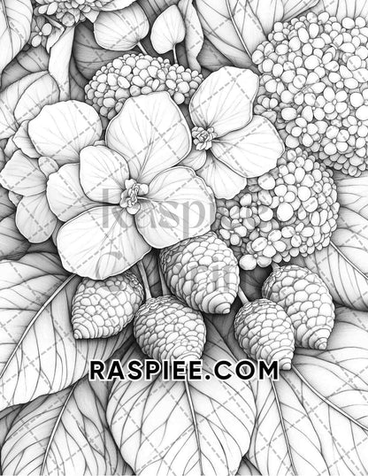 Fall Flowers Adult Coloring Pages Printable PDF Instant Download - RASPIEE