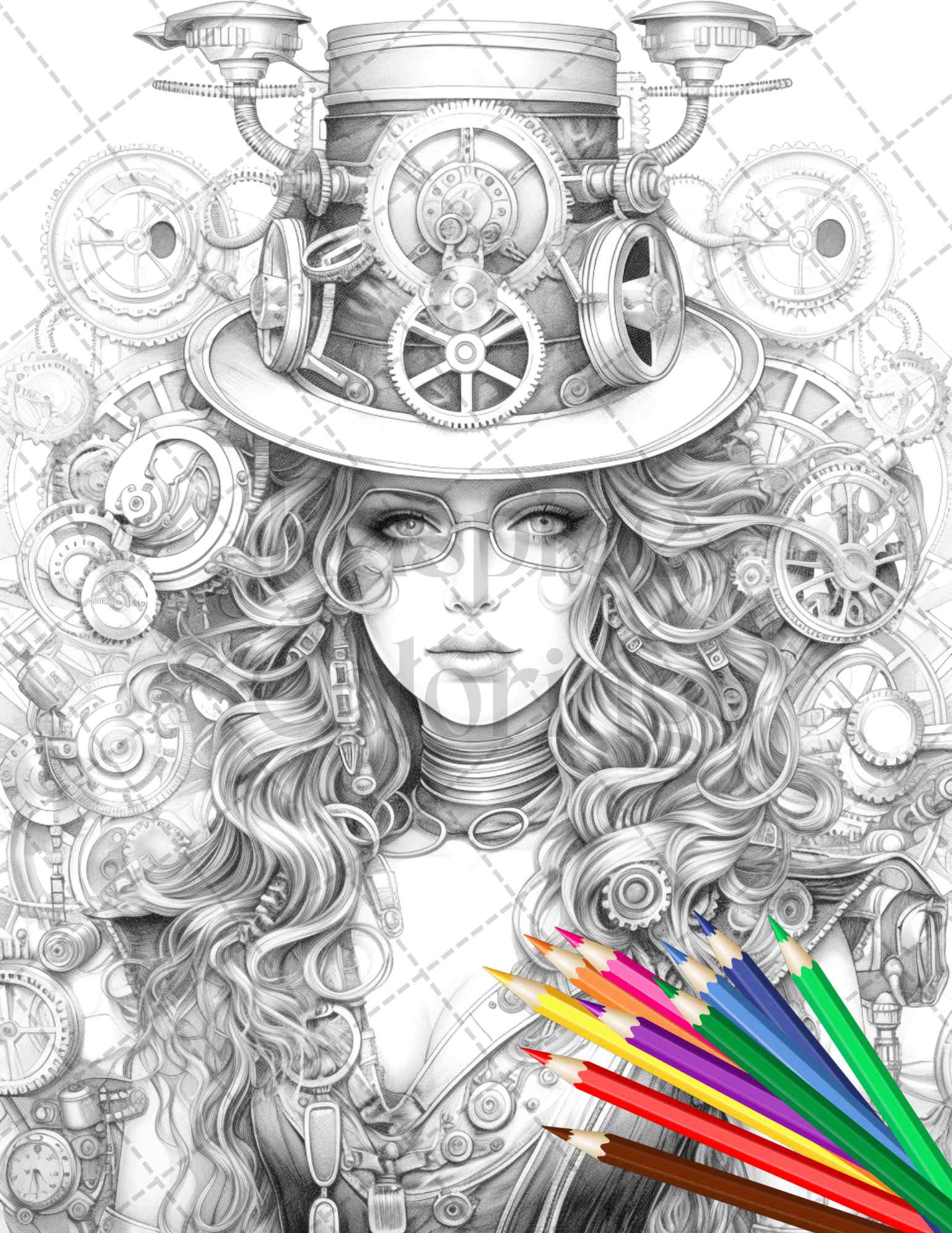 Steampunk Ladies Coloring Book Set 2 56 Pages Printable Adult Coloring  Pages Download Grayscale Illustration Printable PDF File 