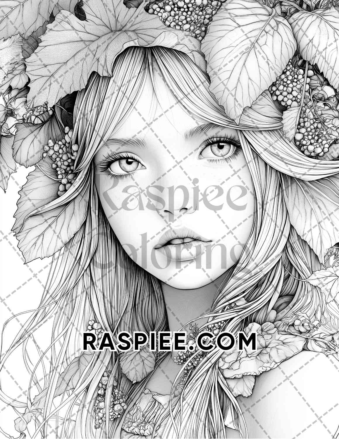 Fairy Beauties Portrait Adult Coloring Pages Printable PDF Instant Download