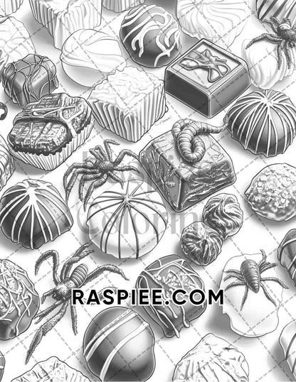 Spooky Desserts Halloween Adult Coloring Pages Printable PDF