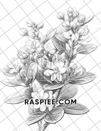 Succulent Blossoms Adult Coloring Pages Printable PDF Instant Download