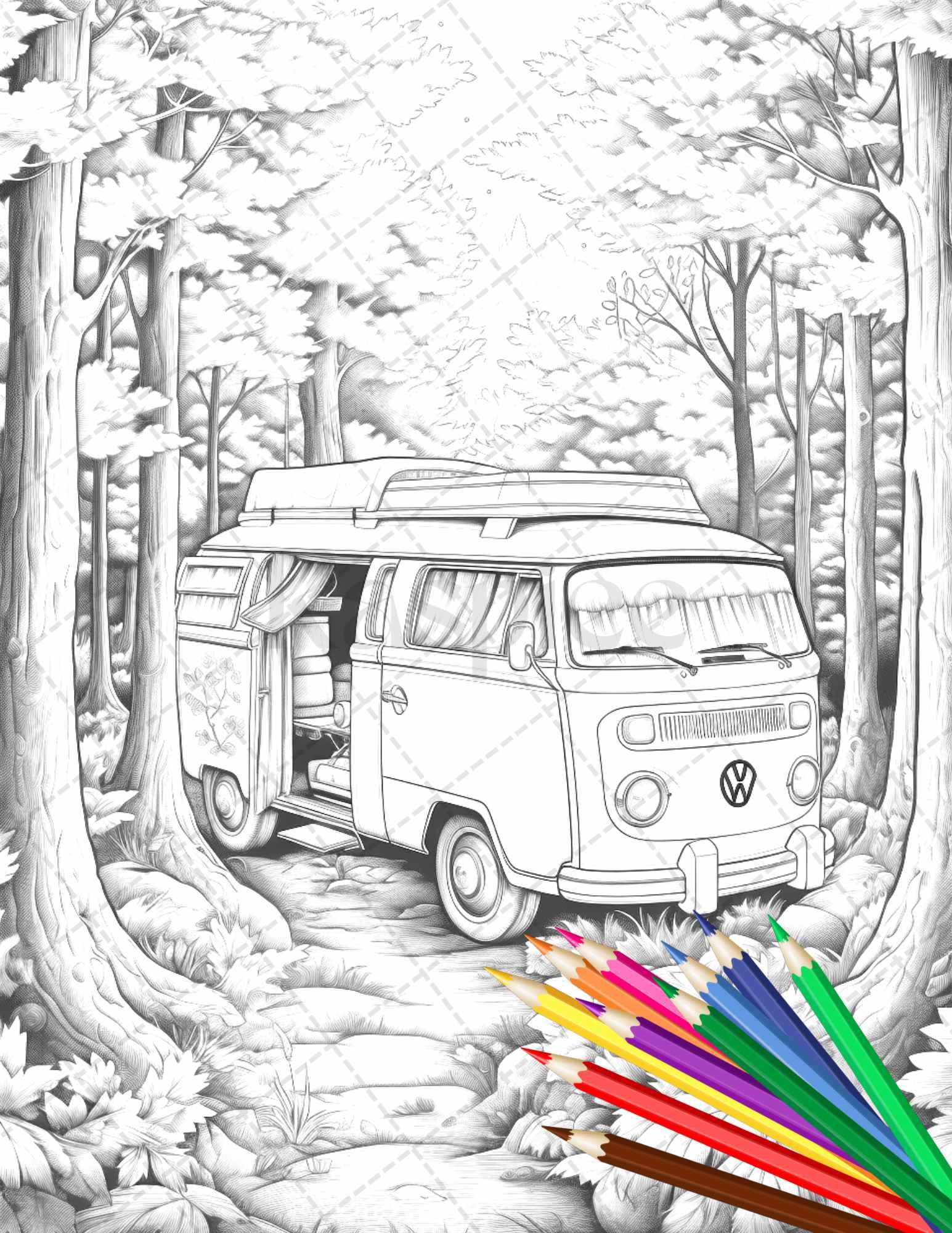 10 Campervan Coloring Pages Printable for Adults: Unleash Your Inner Artist on the Road