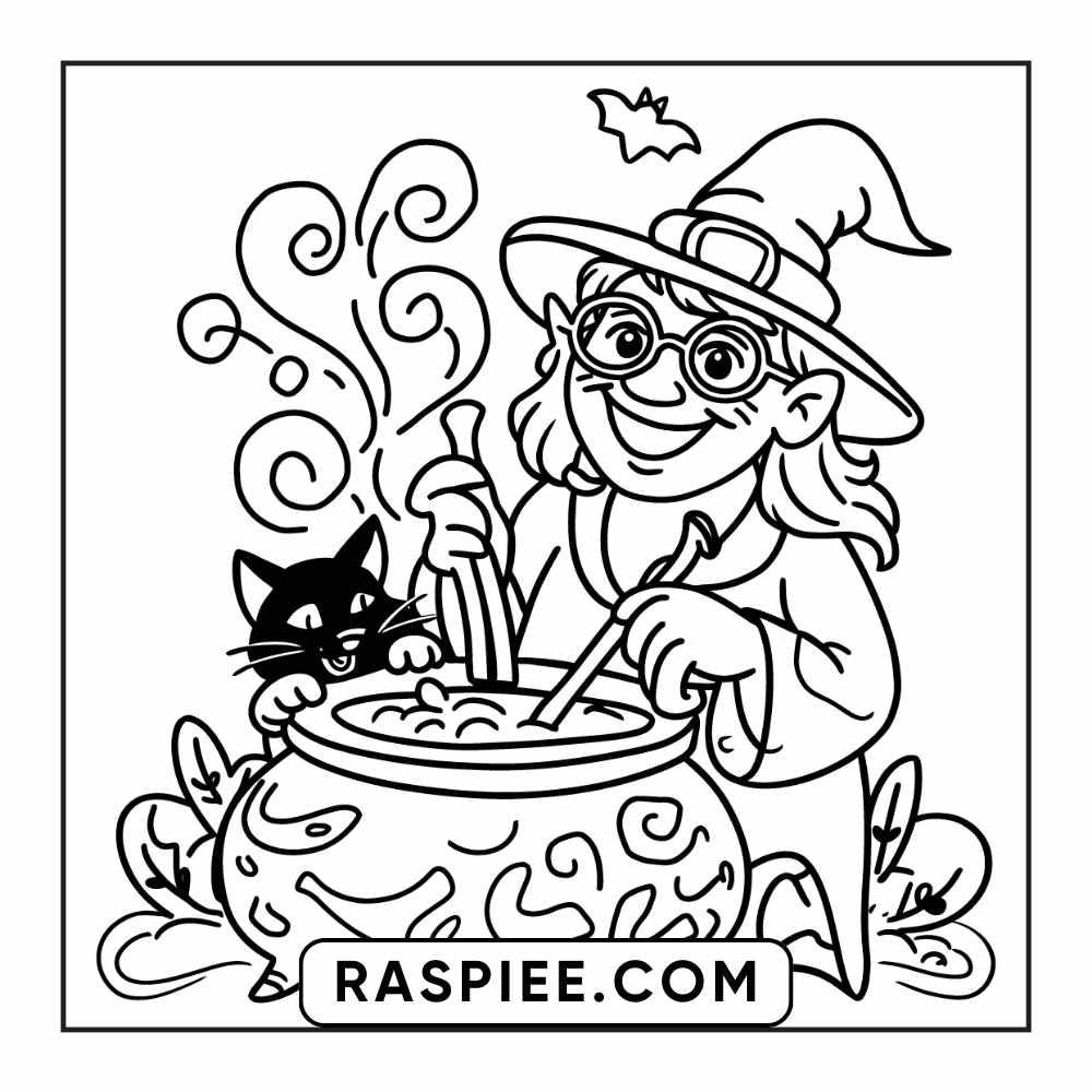 84 Cozy Halloween Bold & Easy Coloring Pages Printable PDF Instant Download - RASPIEE