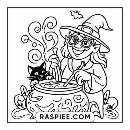 84 Cozy Halloween Bold & Easy Coloring Pages Printable PDF Instant Download - RASPIEE