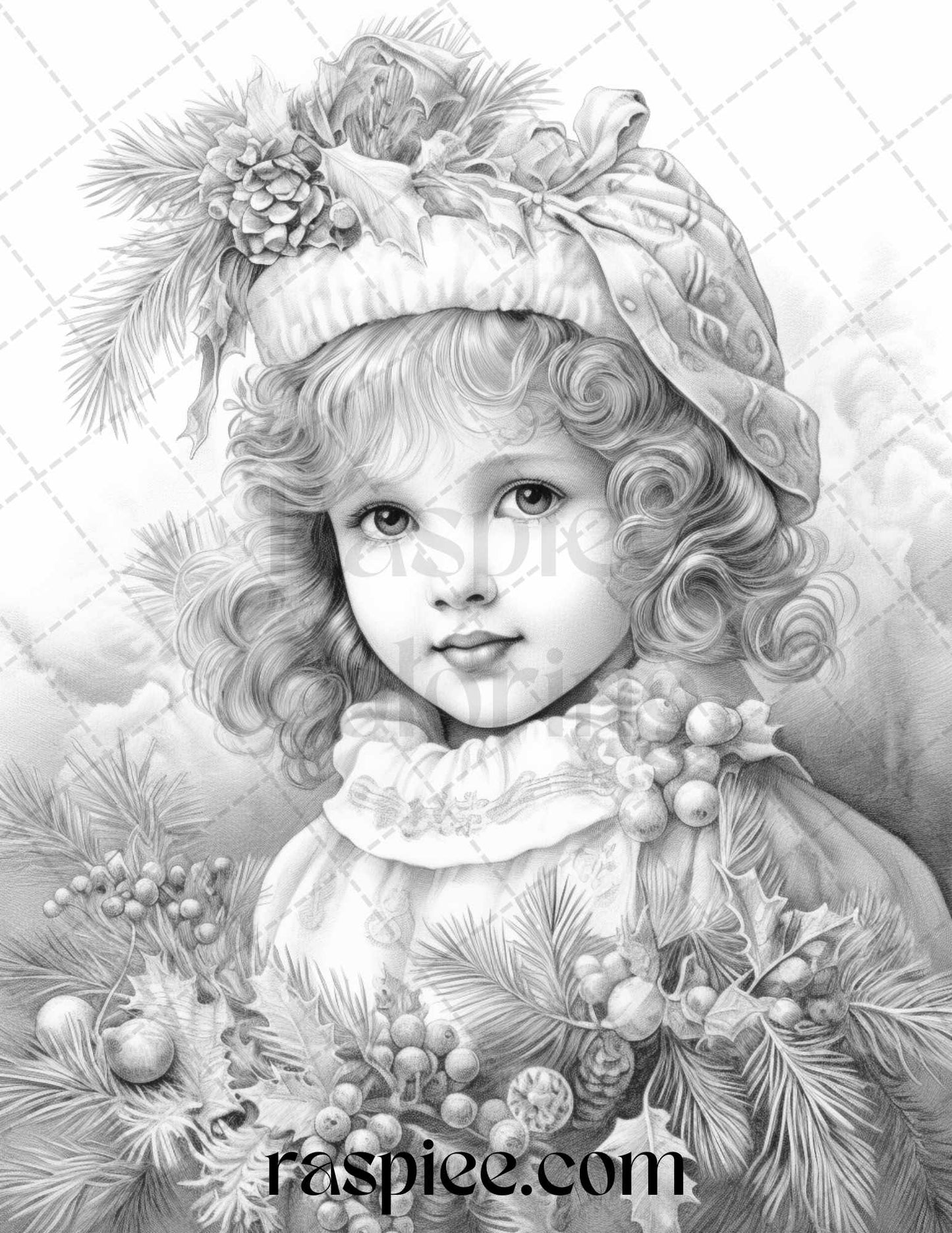 Vintage Christmas Girls Coloring Pages, Printable Adult Grayscale Coloring Sheets, Retro Holiday Illustrations for Coloring, Christmas Coloring Book for Adults, Nostalgic Holiday Coloring Activities, xmas coloring pages printable