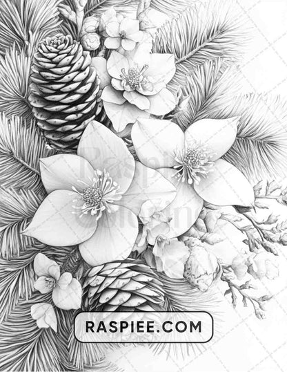 77 Winter Flowers Adult Coloring Pages