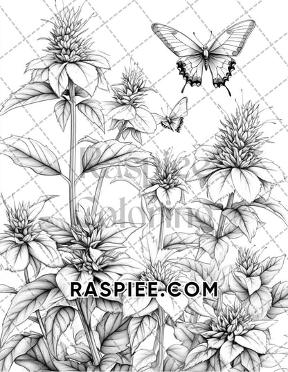 Seasonal Flowers Adult Coloring Pages Printable PDF Instant Download