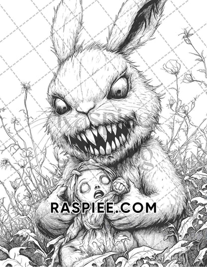 Horror Animals Halloween Adult Coloring Pages Printable PDF Instant Download