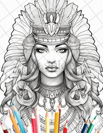 35 Ancient Egyptian Queens Coloring Book Printable for Adults, Graysca ...