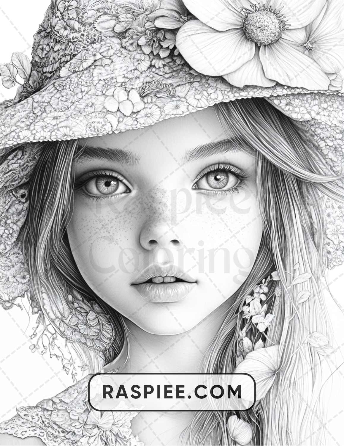 88 Bohemian Little Girls Portrait Adult Coloring Pages