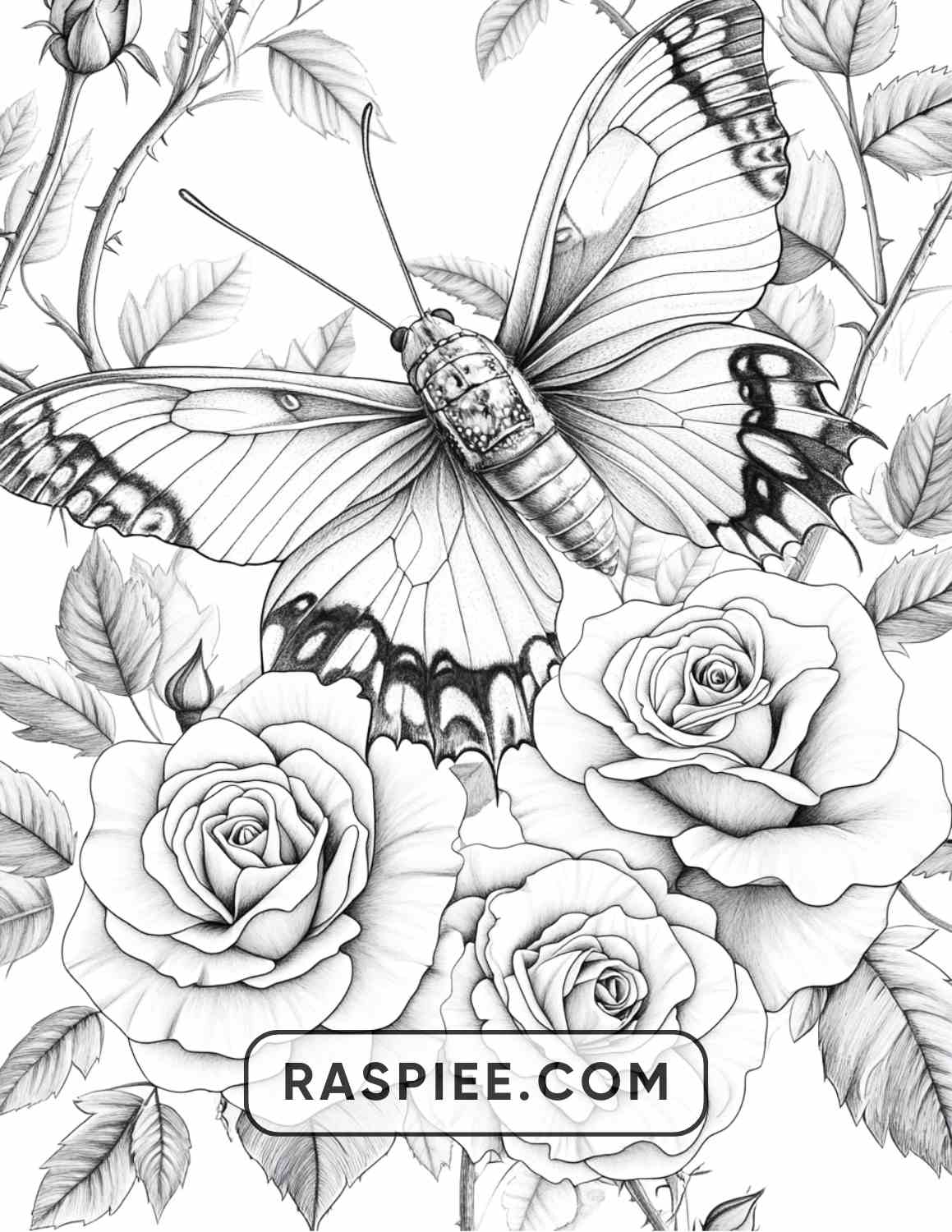 Insects and Flowers Adult Coloring Pages - RASPIEE