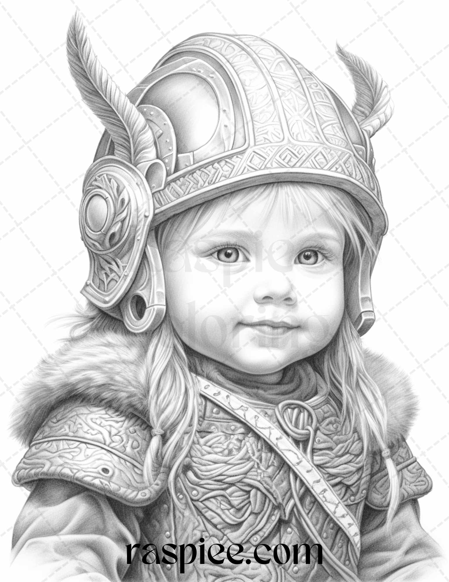 Printable Little Viking Grayscale Coloring Page, DIY Boys and Girls Portrait Coloring Sheet, Nordic Theme Kids Coloring Activity, Instant Download Viking Coloring Page, Fun Grayscale Coloring Printable