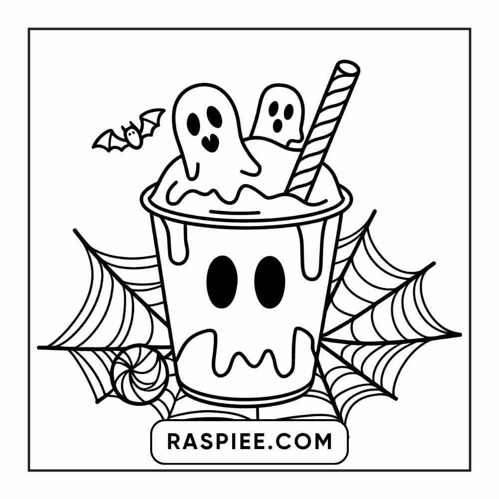 100 Bold Easy Spooky Food & Drinks Coloring Pages Printable PDF Instant Download - RASPIEE