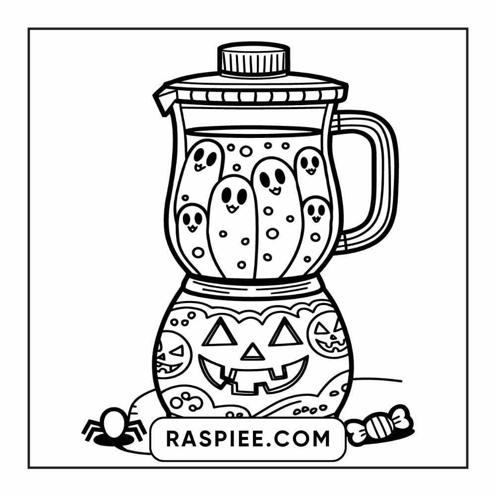 100 Bold Easy Spooky Food & Drinks Coloring Pages Printable PDF Instant Download - RASPIEE