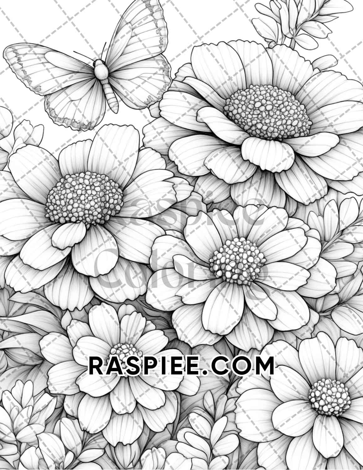 Seasonal Flowers Adult Coloring Pages Printable PDF Instant Download