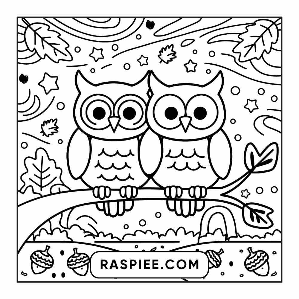 114 Cozy Autumn Bold & Easy Coloring Pages PDF Printable Instant Download - RASPIEE