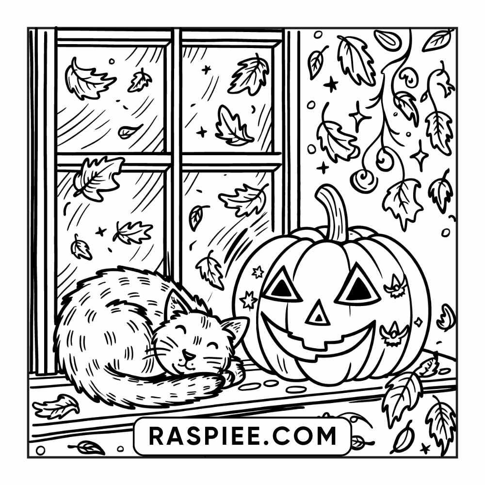 84 Cozy Halloween Bold & Easy Coloring Pages Printable PDF Instant Download - RASPIEE