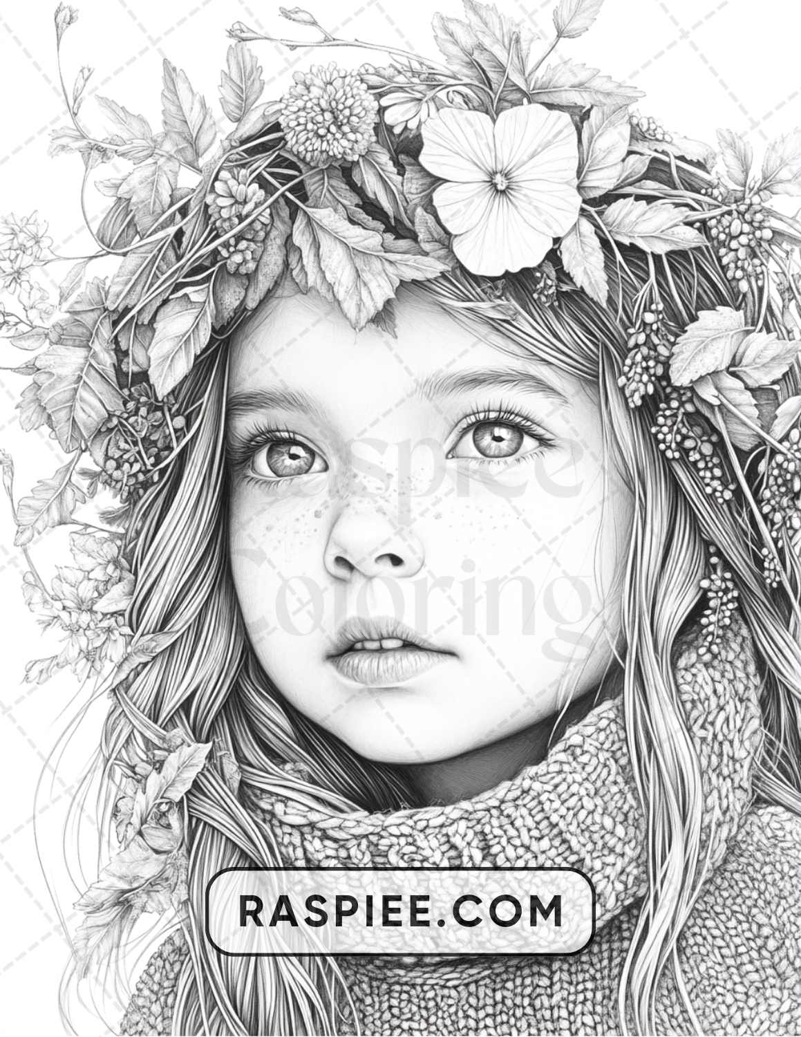 88 Bohemian Little Girls Portrait Adult Coloring Pages