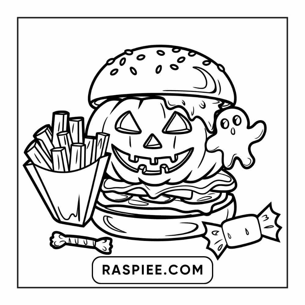 100 Bold Easy Spooky Food & Drinks Coloring Pages Printable PDF Instant Download - RASPIEE