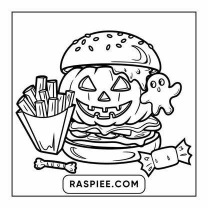 100 Bold Easy Spooky Food & Drinks Coloring Pages Printable PDF Instant Download - RASPIEE