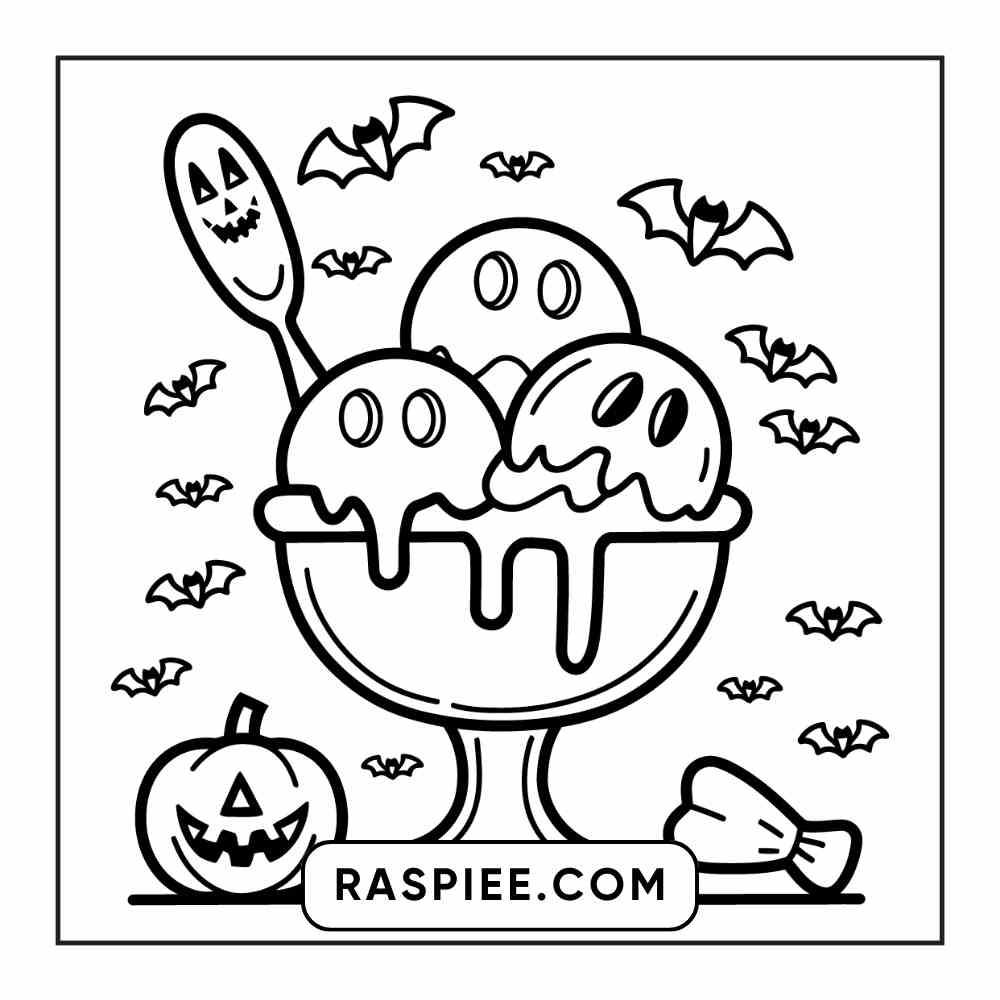 100 Bold Easy Spooky Food & Drinks Coloring Pages Printable PDF Instant Download - RASPIEE